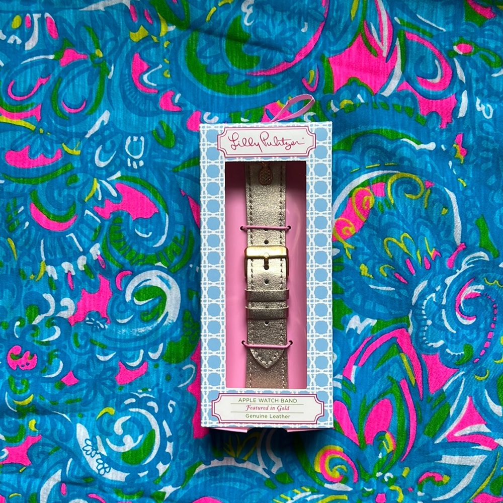 Brand new Lily Pulitzer gold leather Apple Watch band